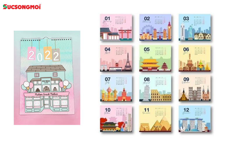 Mẫu lịch 13 tờ đẹp