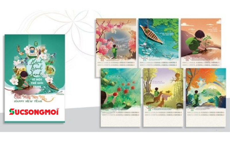 Mẫu lịch treo tường sống xanh 2