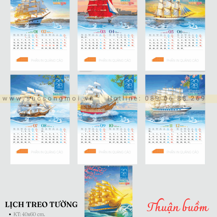 Lịch 7 tờ Thuận buồm xuôi gió