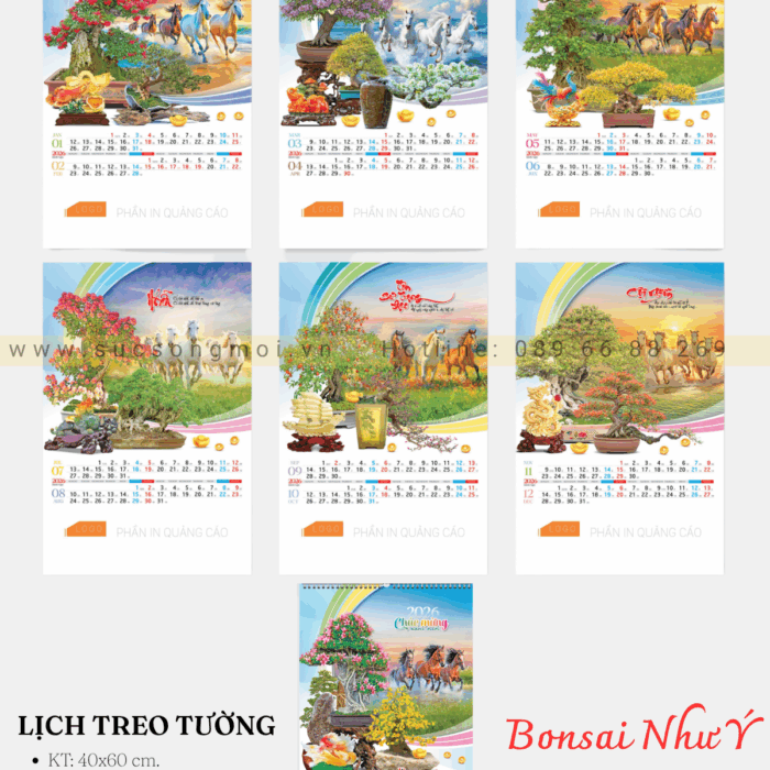 Lịch 7 tờ Bonsai Như ý cát tường