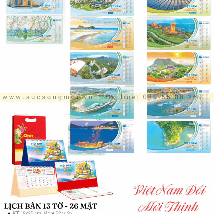 Lịch bàn 2026 Việt Nam đổi mới thịnh vượng