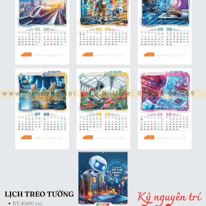 Lịch 7 tờ Kỷ nguyên trí tuệ nhân tạo