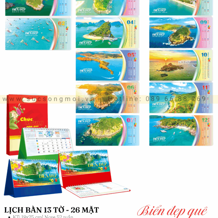 Lịch bàn 2026 Biển đẹp quê hương