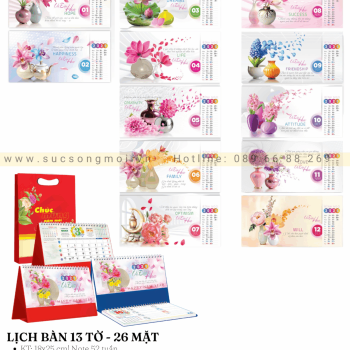 Lịch bàn 2026 Vũ điệu hoa