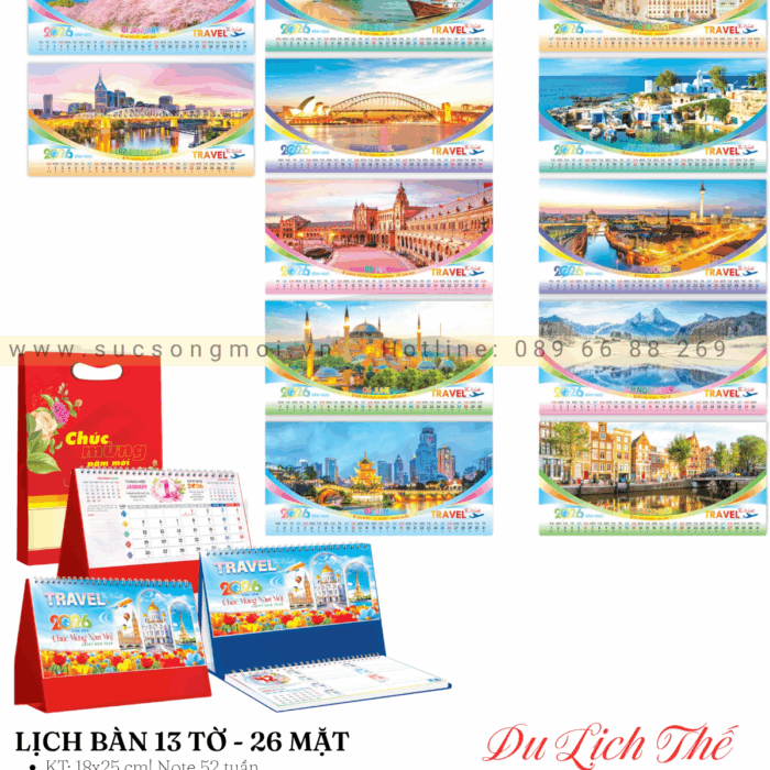 Lịch bàn 2026 Du lịch Thế giới