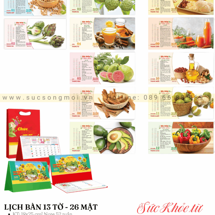 Lịch bàn 2026 Sức khỏe từ thiên nhiên