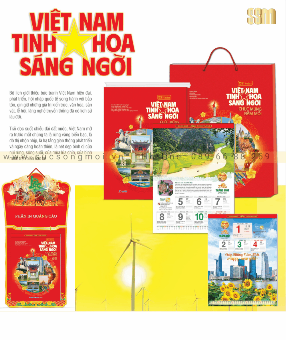 Lịch 52 tuần Việt Nam tinh hoa sáng ngời