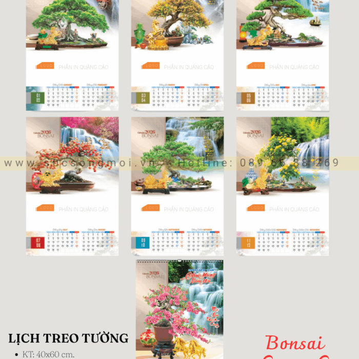 Lịch 7 tờ Bonsai phong thủy