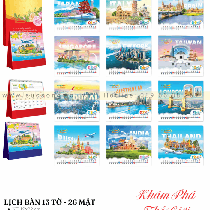 Lịch bàn 2026 Khám phá Thế giới