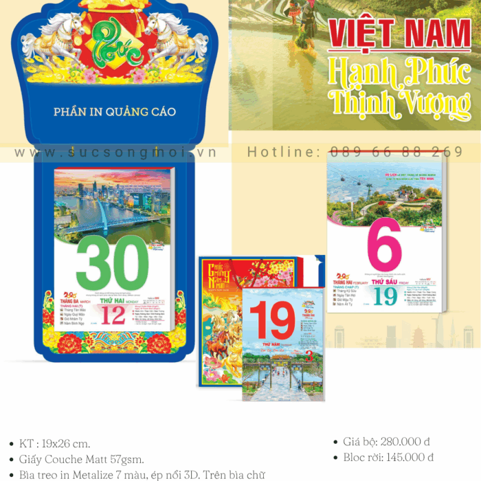Bloc 17x24 Việt Nam hạnh phúc thịnh vượng