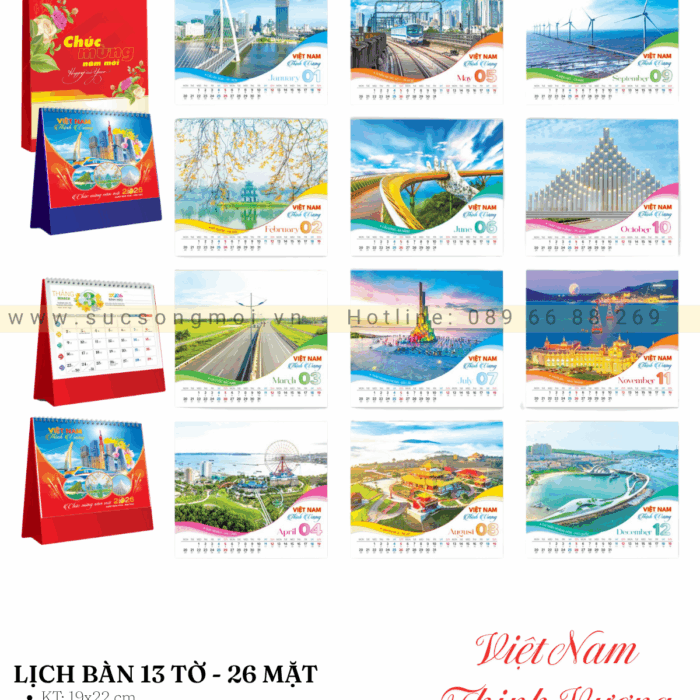 Lịch bàn 2026 Việt Nam thịnh vượng