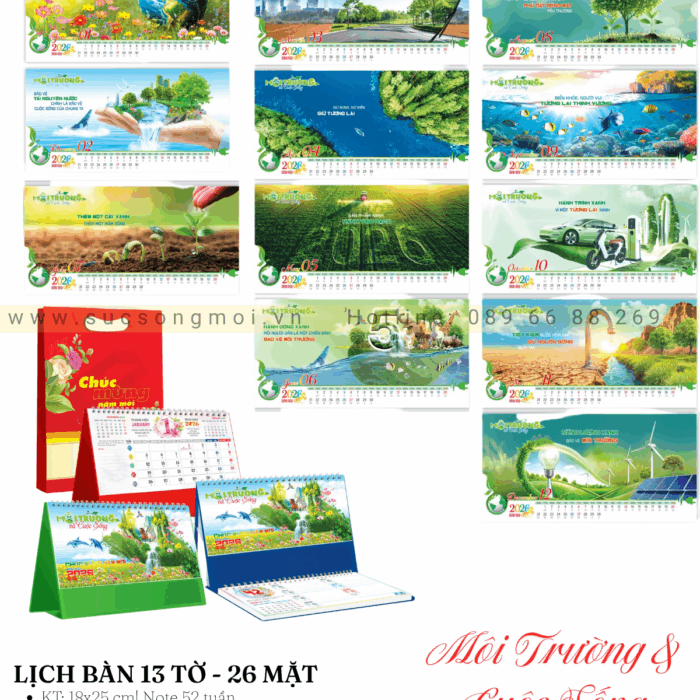 Lịch bàn 2026 Môi trường và cuộc sống