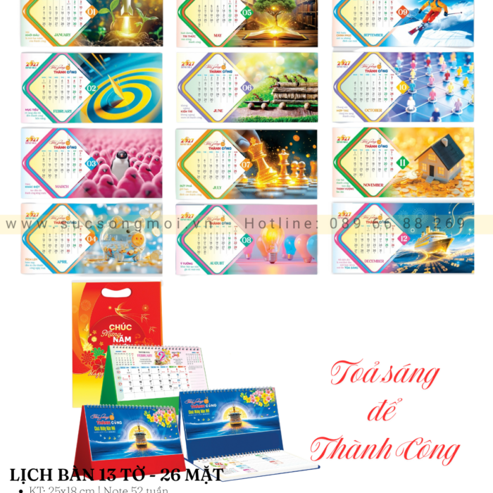 2027 Lịch bàn Toả sáng để thành công