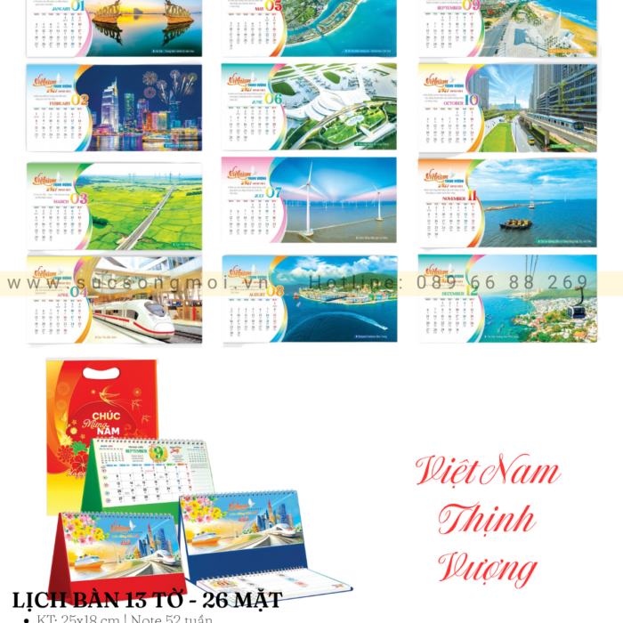2027 Lịch bàn Việt Nam Thịnh Vượng