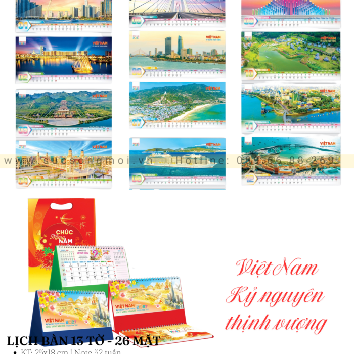 2027 Lịch bàn Việt Nam Kỷ Nguyên Thịnh Vượng