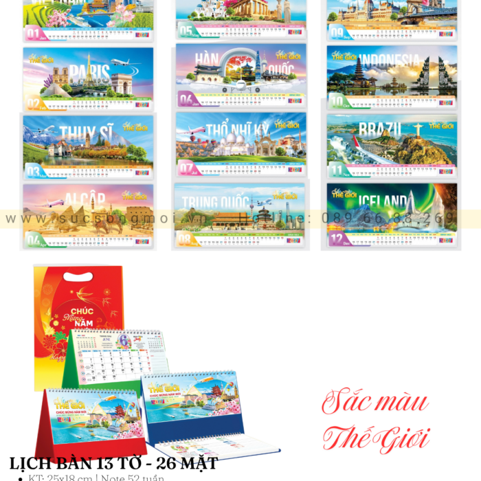 2027 Lịch bàn Sắc Màu Thế Giới